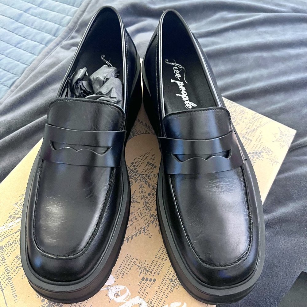 Free people black platform loafers